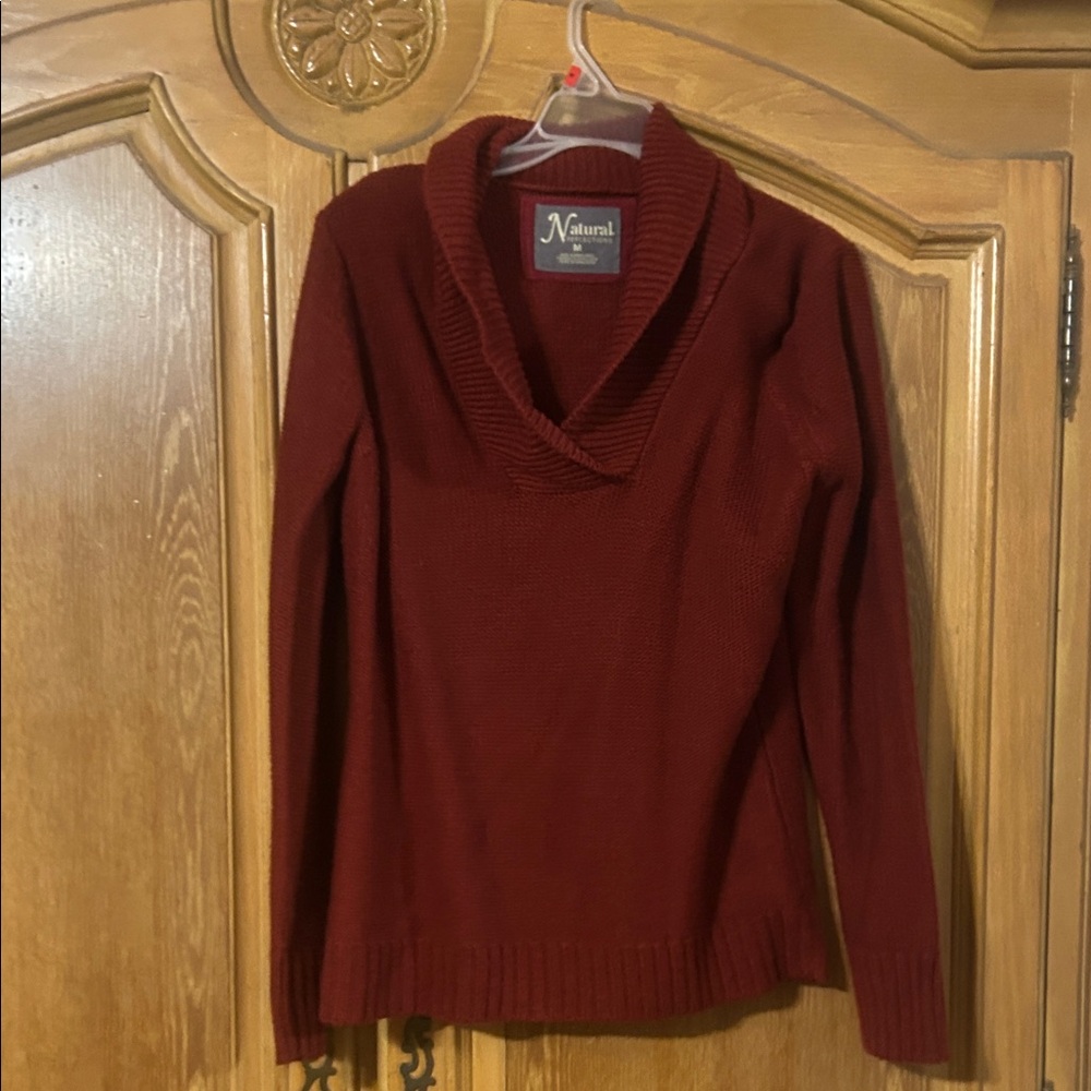 Natural Reflections Women's Deep Red Cowl Neck Sweater